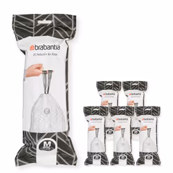 Brabantia PerfectFit Bin Liners Multipack (Size M/60 Litre) Thick Plastic Trash Bags with Tie Tape Drawstring Handles (120 Ba ...