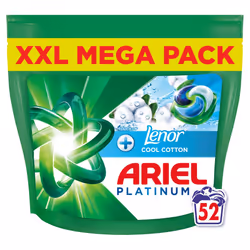 Ariel Platinum PODS?, Washing Liquid Laundry Detergent Capsules 52 Washes, +Touch of Lenor Cool Cotton, 7-Day Long-Lasting Fr ...