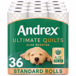 Andrex Ultimate Quilts Toilet Tissue 36 Rolls with Aloe Vera Fragrance, Air Pocket Technology for Soft, Thick Sheets - Bulk P ...