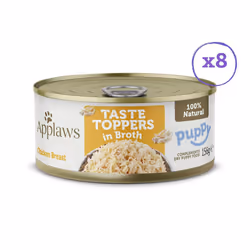 Applaws Natural Wet Puppy Food, Chicken Breast with Rice in Broth Can 156g Hypoallergenic Wet Dog Food (Pack of 8)