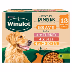 Winalot Sunday Dinner Wet Dog Food Pouches in Gravy 12x100g, Pack of 4