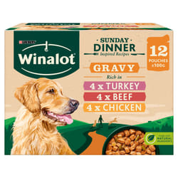 Winalot Sunday Dinner Wet Dog Food Pouches in Gravy 12x100g, Pack of 4