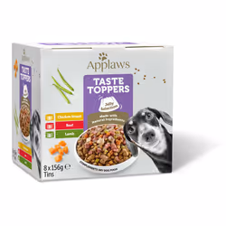 Applaws Natural Wet Dog Food Tin, Grain Free Meat Selection with Vegetables in Jelly 156g (8 x 156g Tins)