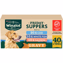 WINALOT Friday Suppers Mixed Variety Fish in Gravy Wet Dog Food 40x100g