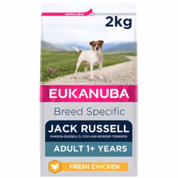 Eukanuba Jack Russell & Border Terrier Breeds - With Fresh Chicken - Complete Dry Dog Food - For Adult Dogs 2KG