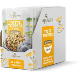 Applaws Taste Toppers 100% Natural Wet Dog Food Topper, Chicken and Vegetables in Broth Pouch (12 x 85g Pouches)