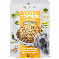 Applaws Taste Toppers 100% Natural Wet Dog Food Topper, Chicken and Vegetables in Broth Pouch (12 x 85g Pouches)