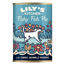 Lily's Kitchen Natural Adult Dog Food Wet Tins Fishy Fish, Pie Complete Meal Recipes, 6 Tins x 400g