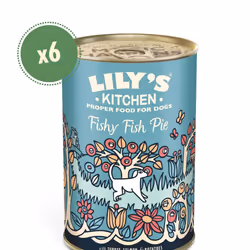 Lily's Kitchen Natural Adult Dog Food Wet Tins Fishy Fish, Pie Complete Meal Recipes, 6 Tins x 400g