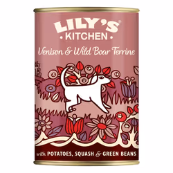 Lily's Kitchen Made with Natural Ingredients Adult Wet Dog Food Tin Venison & Wild Boar Terrine 6 x 400g