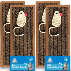 SOL 4pk Cat Scratch Boards 37 x 12cm Reversible Cat Scratching Board for Indoor Cats & Kitten, Durable Long-Lasting, Protects ...