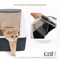 Catit Large Hooded Grey Litter Box with Airsift Filter System