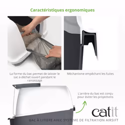 Catit Large Hooded Grey Litter Box with Airsift Filter System