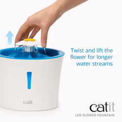 Catit Flower Drinking Fountain with LED Nightlight and Petal Top,White