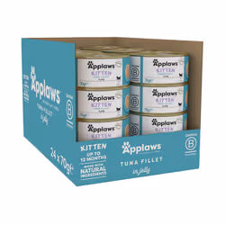 Applaws Natural Wet Kitten Food, Tuna in Jelly Tin, 70g (Pack of 24) (Packaging May Vary)