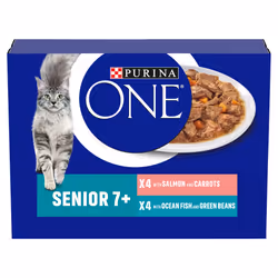 Purina ONE Senior 7+ Wet Cat Food Salmon and Ocean Fish 8x85G, Pack of 5