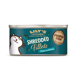 Lily's Kitchen Shredded Fillets with Tuna and Salmon - Grain Free Adult Wet Cat Food (24 Tins x 70 g)