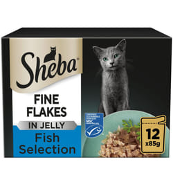 Sheba Fine Flakes in Jelly - Fish Collection - Wet Cat Food Pouches for Adult Cats - 48 x 85 g