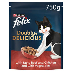 FELIX Doubly Delicious Beef Chicken & Vegetables Dry Cat Food 4x750g