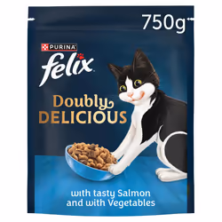 FELIX Doubly Delicious Salmon & Vegetables Dry Cat Food 4x750g