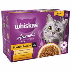 WHISKAS 1+ Cat Pouches Aromatic Poultry in Gravy 4 x 12x85g
