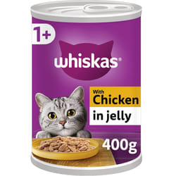 Whiskas 1+ Chicken in Jelly Pack of 12 x 400 g Cans, Adult Cat Wet Food