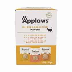 Applaws 100% Natural Wet Cat Food, Pouch Multipack Chicken Selection in Broth, 70 g (12 x 70 g Pouches)