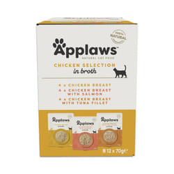 Applaws 100% Natural Wet Cat Food, Pouch Multipack Chicken Selection in Broth, 70 g (12 x 70 g Pouches)