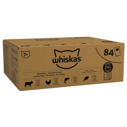 WHISKAS - 7+- Senior Wet Cat Food Pouches - 84 x 85 g - Mixed Selection in Jelly - Bulk Cat Food Megapack - 84 Pouches
