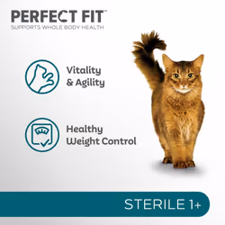 Perfect Fit Sterile Adult 1+ Complete Dry Cat Food for Adult Cats Aged 1+ Years, Rich in Chicken, 1 Bag (7 kg)