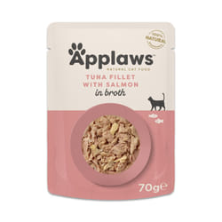 Applaws 100% Natural Adult Wet Cat Food, Tuna Fillet with Salmon in Broth 70g Pouch (12 x 70g Pouches)