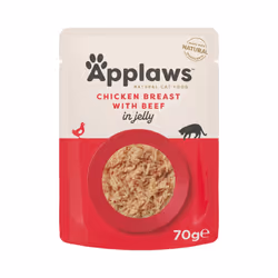 Applaws Natural Wet Adult Cat Food, Chicken with Beef in Jelly, 70g Pouch ( Pack of 16 Pouches)