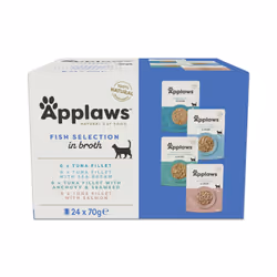 Applaws 100% Natural Wet Cat Food, Pouch Multipack Fish Selection in Broth, 70 g (24 x 70 g Pouches