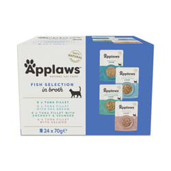Applaws 100% Natural Wet Cat Food, Pouch Multipack Fish Selection in Broth, 70 g (24 x 70 g Pouches