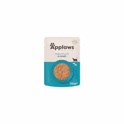 Applaws 100% Natural Wet Cat Food, Tuna Fillet in Broth 70g Pouch for Adult Cats (12 x 70g Pouches)