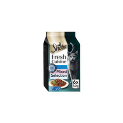 SHEBA Fresh Cuisine Taste of Tokyo Cat Pouches with Salmon and Tuna in Gravy 8x 6x50 g ? Gourmet Wet Cat Food with Tuna and Salmon