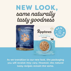 Applaws 100% Natural Wet Cat Food Pouch, Tuna Fillet with Seabream in Broth 70 g, 12 x 70 g Pouches