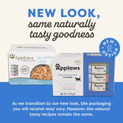 Applaws 100% Natural Wet Cat Food, Multipack Fish Selection in Broth 156 g Tin (Pack of 12)
