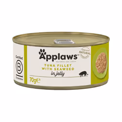 Applaws 100% Natural Wet Cat Food, Tuna Fillet with Seaweed in Tasty Jelly 70 g Tin (Pack of 24 x 70 g)