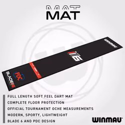 WINMAU Darts Mat - Pro Zone Precision PVC Dart Mat with Raised Integrated Oche Line for Steel Tip - Floor Protection for Dart Board