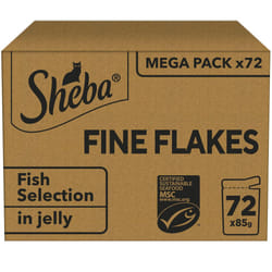 SHEBA - Adult Wet Cat Food Pouches - 72 x 85 g - Fish Collection - Bulk Cat Food Megapack - 72 Jelly Pouches