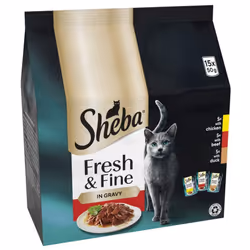 Sheba Cat Wet Food - Fresh and Fine - Cat Pouches Meaty Pieces in Gravy - 15 x 50 g (Pack OF 3)
