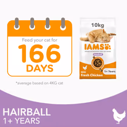 IAMS Hairball Complete Dry Cat Food for Adult and Senior Cats with Chicken 10 kg