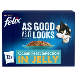 FELIX As Good As it Looks Ocean Feasts Wet Cat Food 12x85g (Pack of 4)