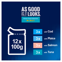 FELIX As Good As it Looks Ocean Feasts Wet Cat Food 12x85g (Pack of 4)