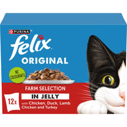 FELIX Original Farm Selection in Jelly Wet Cat Food 12x85g (Pack of 4)