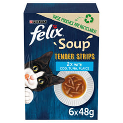FELIX Soup Tender Strips Fish Selection Wet Cat Food 6x48g, (Pack of 8)