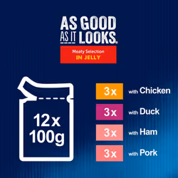 FELIX As Good As it Looks Meaty Selection in Jelly Wet Cat Food 12x85g (Pack of 4)