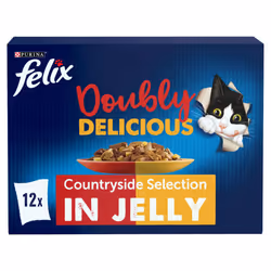 FELIX Doubly Delicious Countryside Selection in Jelly Wet Cat Food 12x85g (Pack of 4)