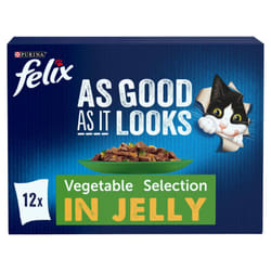FELIX As Good As it Looks Vegetable in Jelly Wet Cat Food 12x85g (Pack of 4)